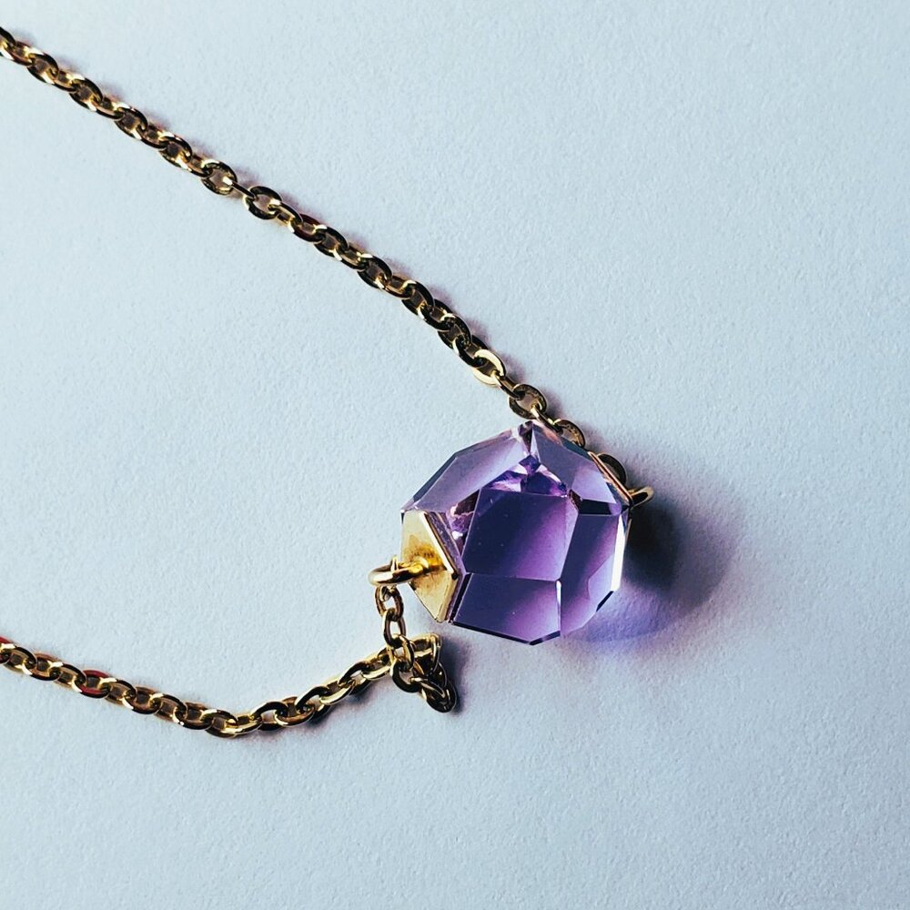 Swarovski “Nutshell Design Collection” Violet Hue Geometric Crystal Necklace